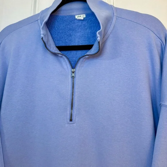 Aerie Light Blue Quarter Zip Lightweight Sweatshirt - Picture 3 of 5